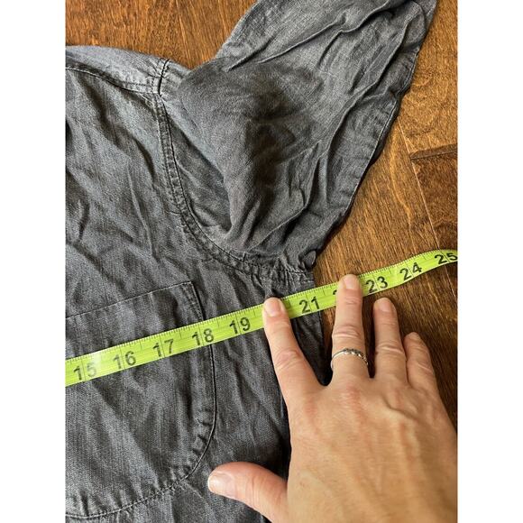 Soft Surroundings Black Chambray Denim Shirt Dress Petite Large Tunic Tencel - Picture 8 of 10